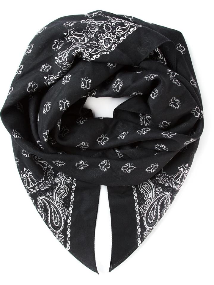 Saint Laurent Paisley Print Scarf, Adult Unisex, Black, Silk/cashmere
