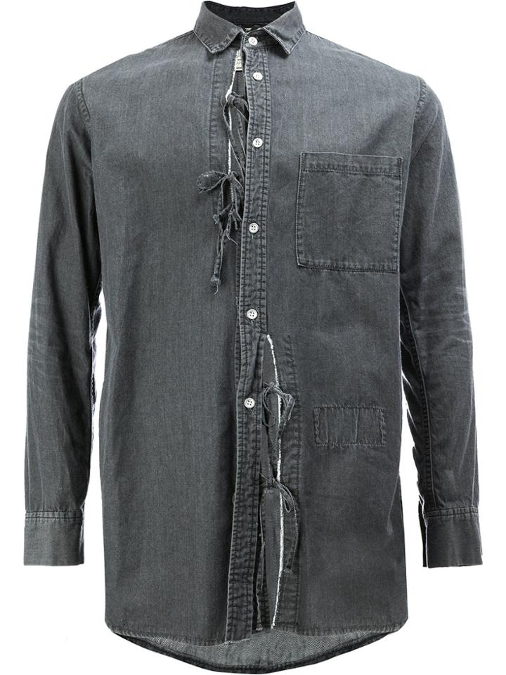 Maison Mihara Yasuhiro Lace-up Detail Denim Shirt - Grey