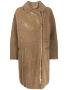 Yves Salomon Curly Merinillo Shearling Coat - Neutrals