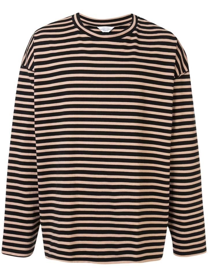 Unused Long-sleeve Striped T-shirt - Brown
