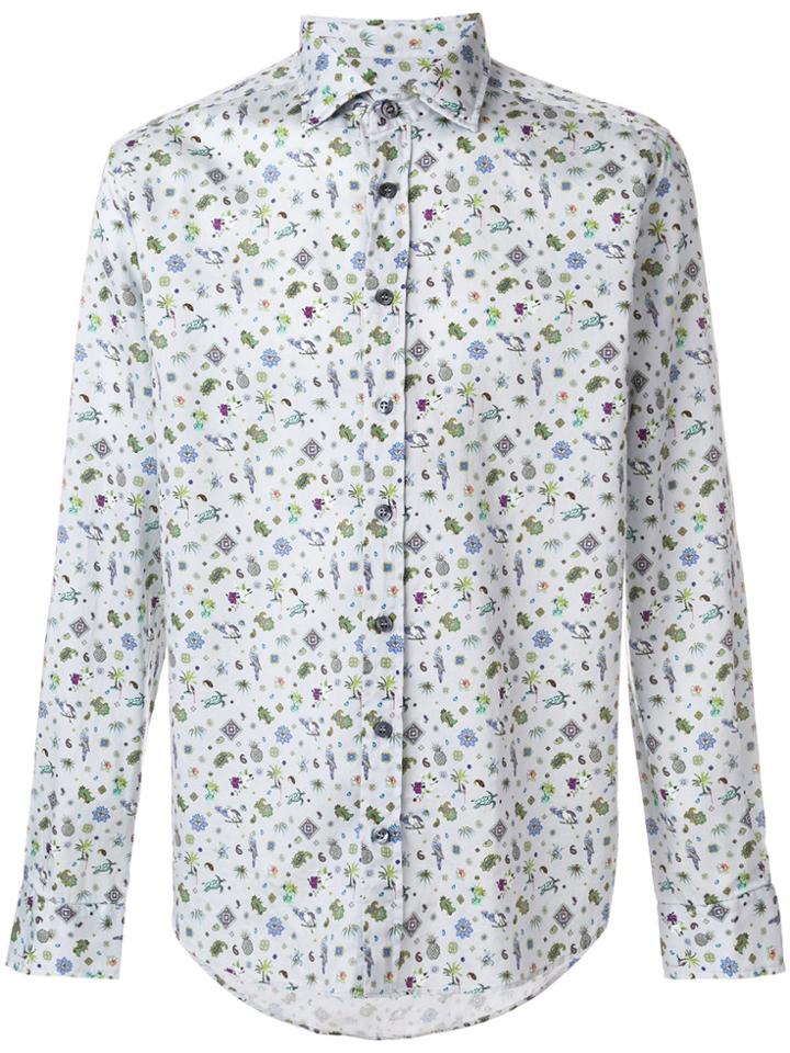 Etro Tropical Embroidered Shirt - Blue
