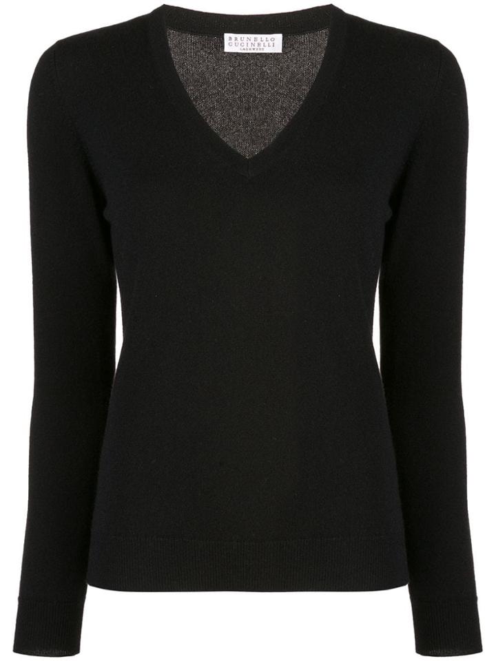 Brunello Cucinelli V-neck Jumper - Black