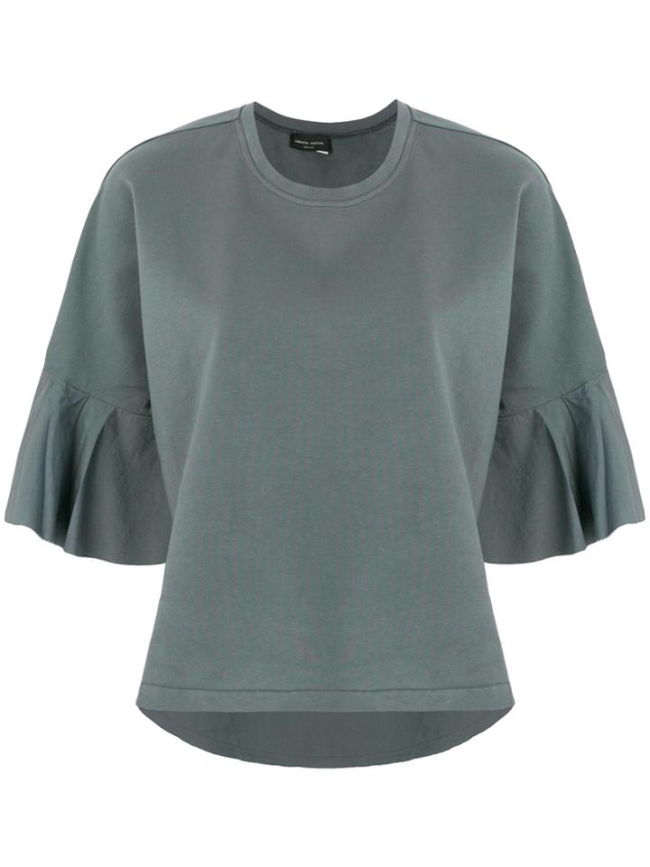 Roberto Collina Frill Sleeve T-shirt - Grey