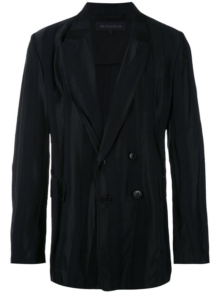 Striped Double Breasted Blazer - Men - Rayon/wool - Xs, Black, Rayon/wool, Ann Demeulemeester Grise