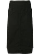 Nº21 Asymmetric Midi Skirt - Black