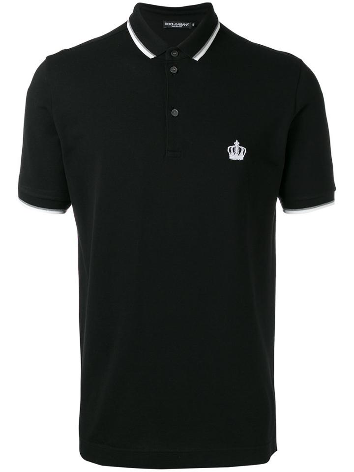 Dolce & Gabbana - Embroidered Crown Polo Shirt - Men - Cotton - 50, Black, Cotton