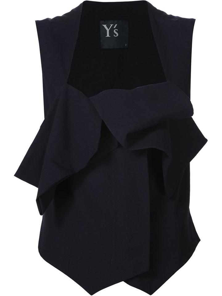 Y's Layered Tied Vest, Women's, Size: 2, Black, Cotton/rayon