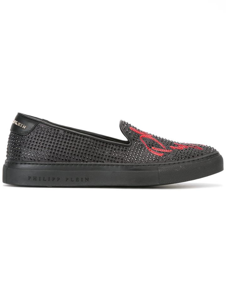 Philipp Plein Studded Lipstick Slippers - Black