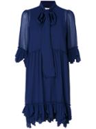 See By Chloé - Ruffled Pussy Bow Dress - Women - Polyester/viscose - 40, Blue, Polyester/viscose
