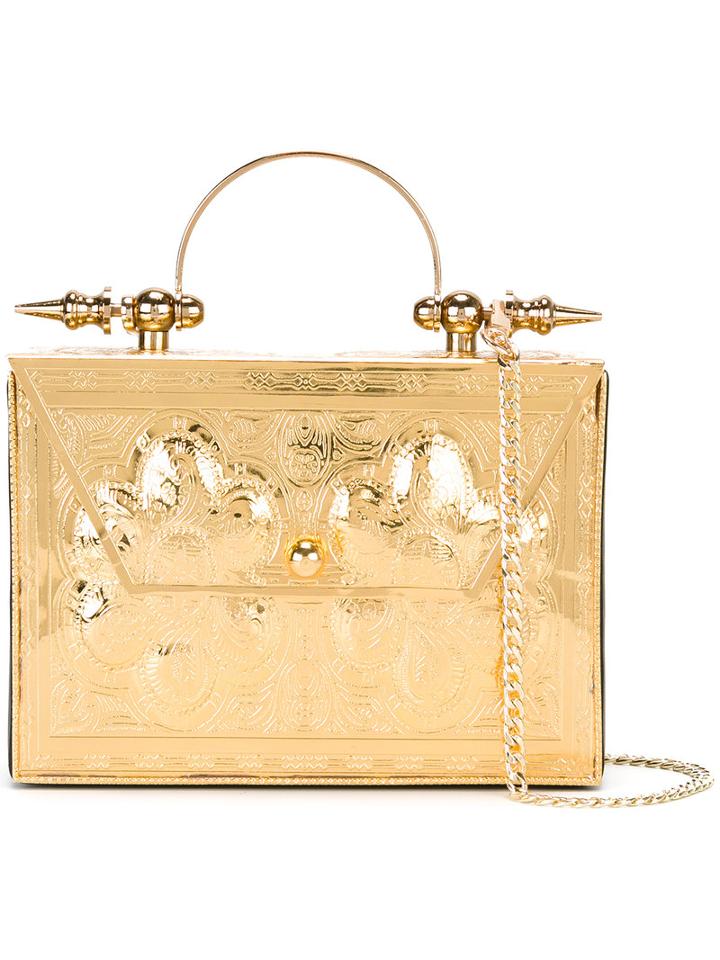 Okhtein - Paisley Floral Clutch Bag - Women - Brass - One Size, Women's, Grey, Brass