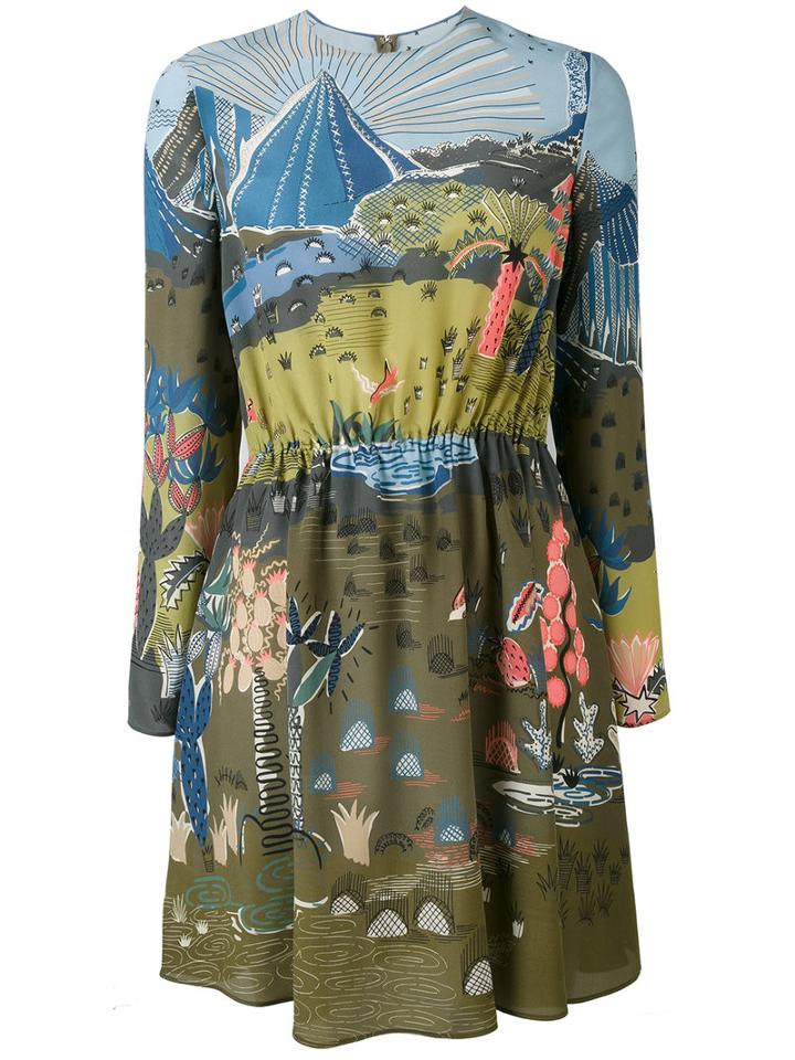 Valentino - Jungle Of Delight Dress - Women - Silk - 42, Blue, Silk