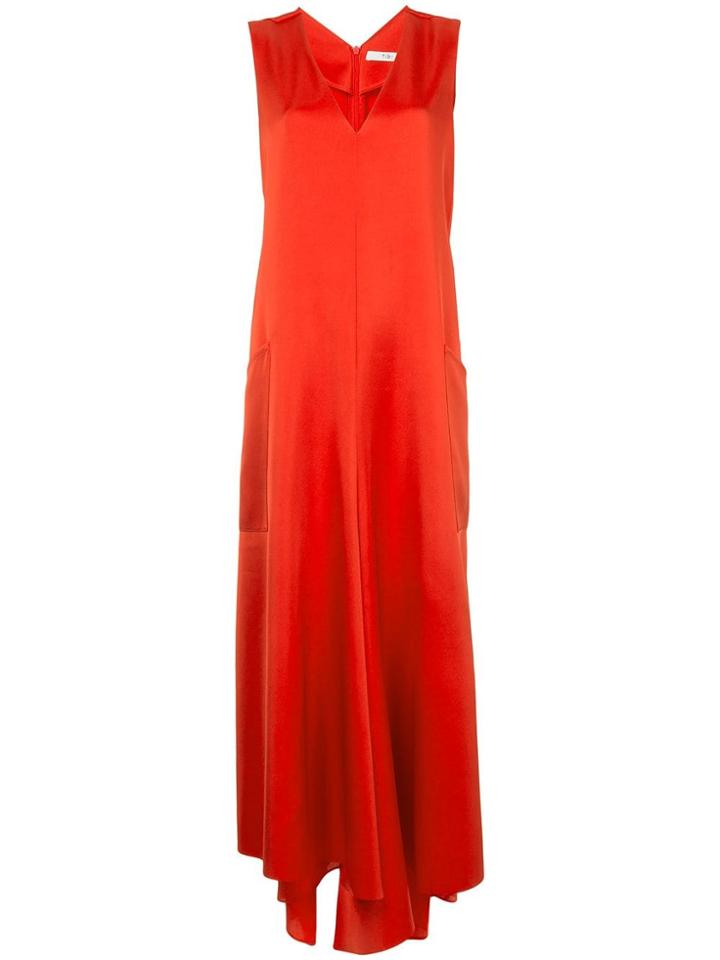 Tibi Bonded Satin Back Belt Dress - Red