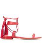 Lanvin Tasseled Flat Sandals - Red