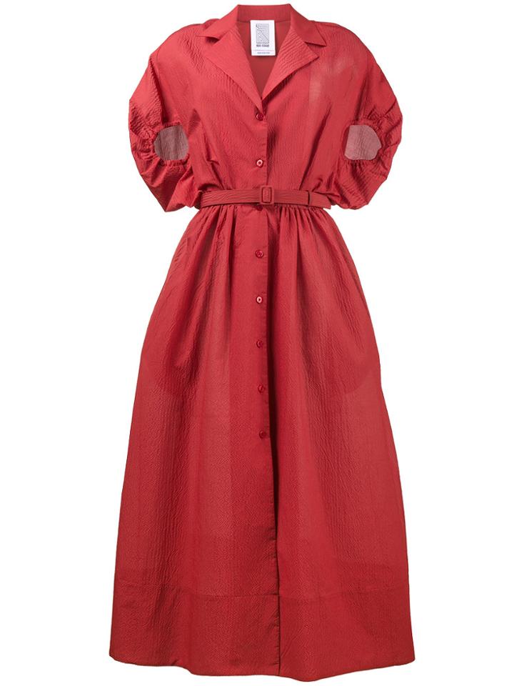 Rosie Assoulin Gathered Puff Sleeve Shirt Dress