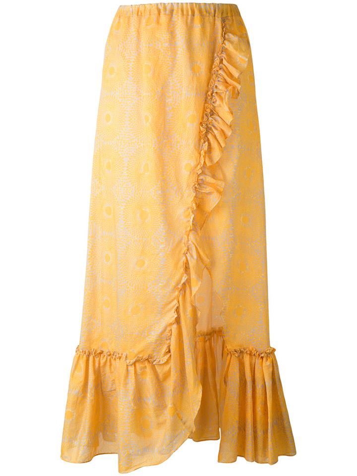 Lemlem - Ruffled Maxi Skirt - Women - Cotton - S, Yellow/orange, Cotton