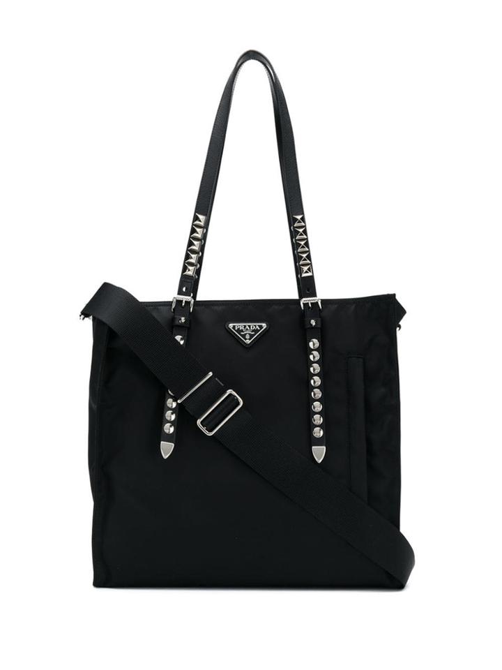 Prada Studded Nylon Shopper - Black