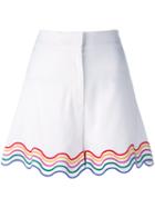 Sara Battaglia - Rainbow Trim Shorts - Women - Cotton/spandex/elastane/viscose - 42, White, Cotton/spandex/elastane/viscose