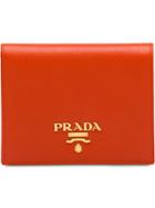 Prada Small Logo Plaque Wallet - Orange