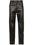 Saint Laurent Slim-leg Leather Trousers - Black
