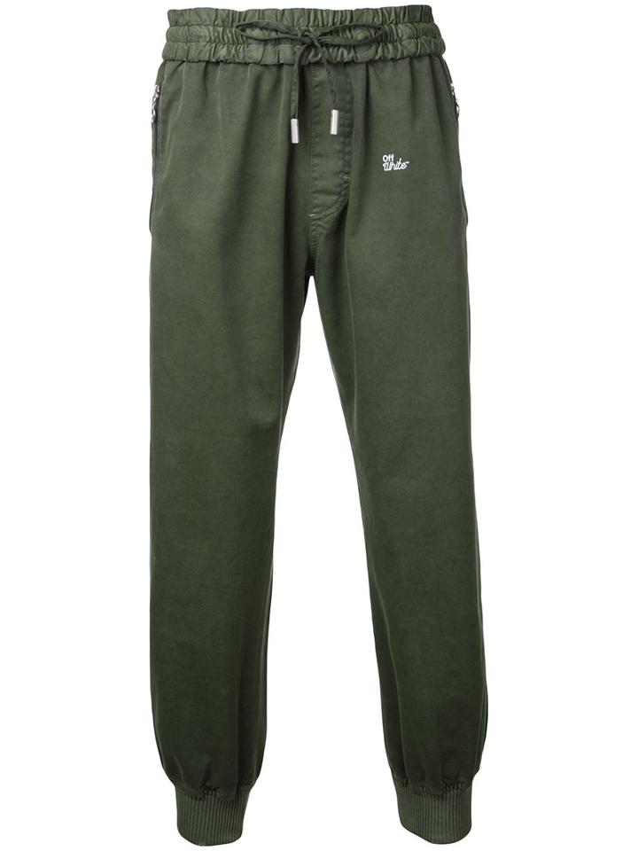 Off-white Logo Drawstring Track Pants, Men's, Size: Xl, Green, Cotton