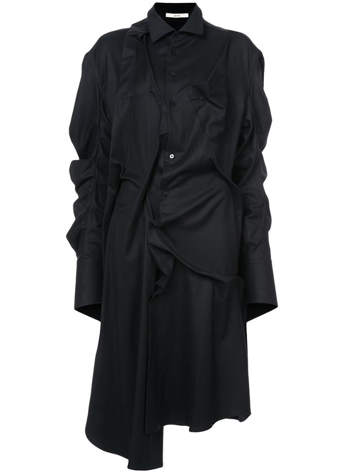 Aganovich Gathered Detailed Shirt Dress - Black