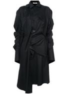 Aganovich Gathered Detailed Shirt Dress - Black