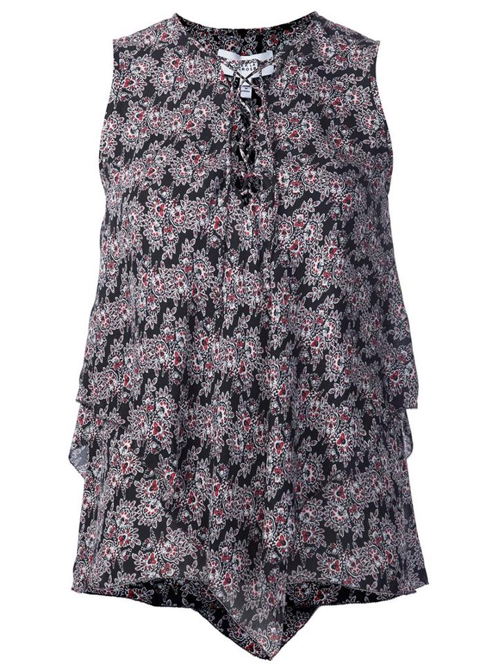 Derek Lam 10 Crosby Lace-up Collar Asymmetric Blouse, Women's, Size: 8, Black, Silk