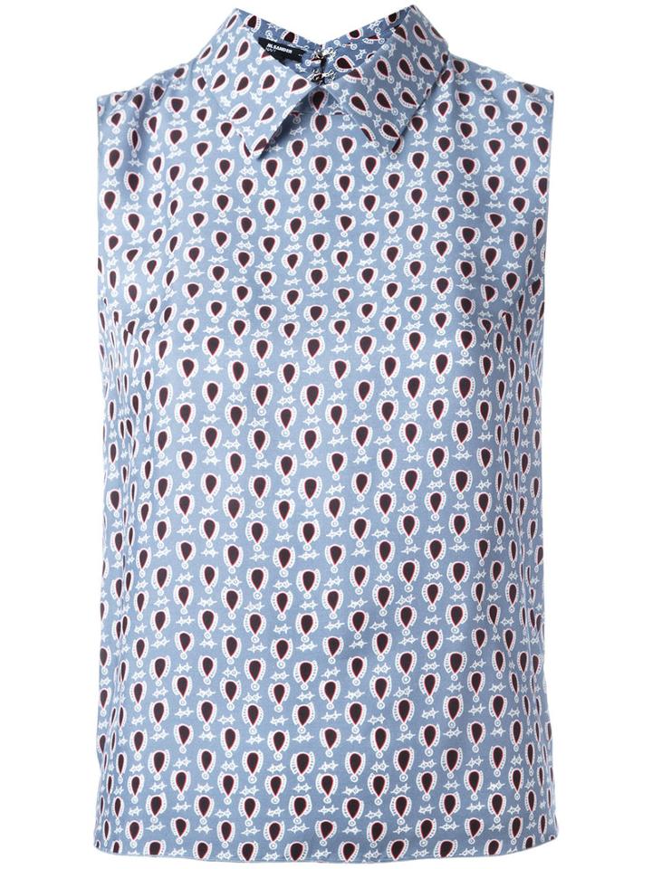 Jil Sander Navy Printed Top, Women's, Size: 40, Blue, Rayon
