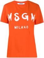 Msgm Logo Printed T-shirt - Orange