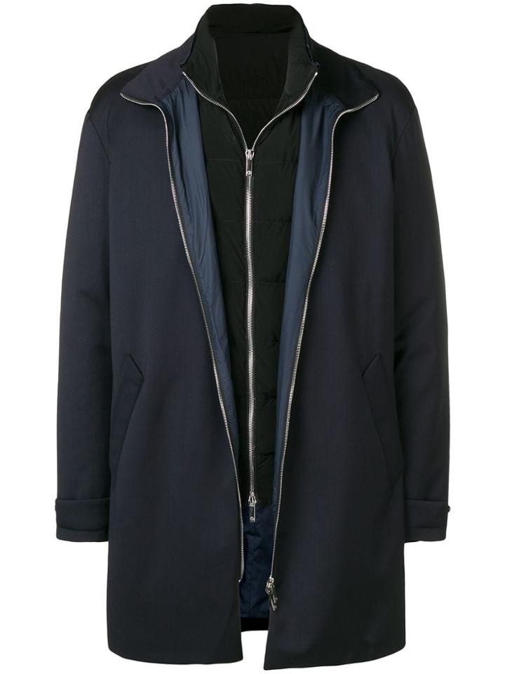 Giorgio Armani Layered Detail Coat - Blue