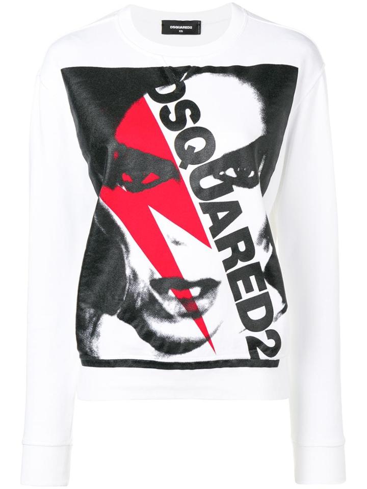 Dsquared2 Bowie Print Sweatshirt - White