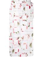 Chalayan Rose Print Wrap Skirt, Women's, Size: Small, White, Cotton