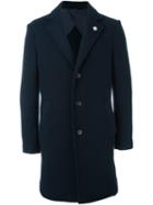 Lardini Single Breasted Coat, Men's, Size: 50, Blue, Wool