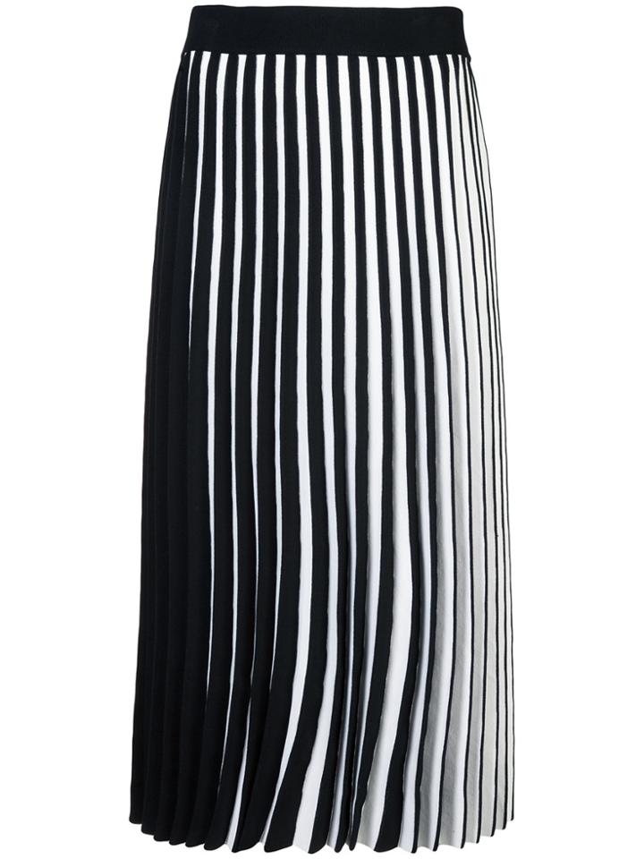 Derek Lam Pleated Stripe Skirt - Black