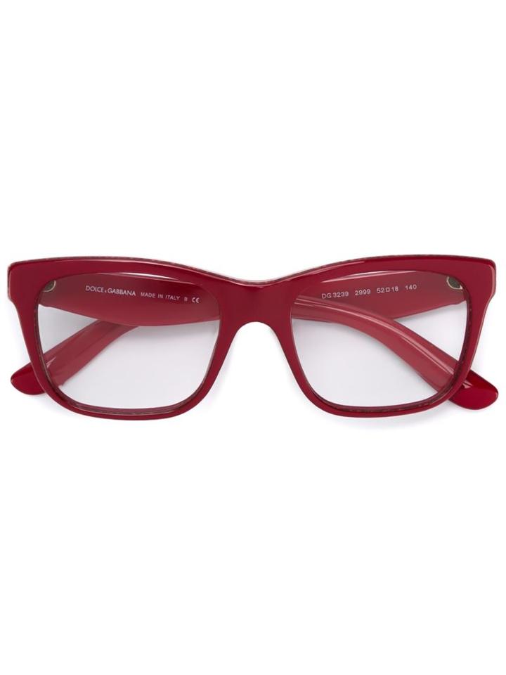 Dolce & Gabbana Floral Arm Glasses, Red, Acetate