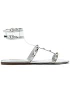 Valentino Rockstud Ankle Strap Sandals - Grey