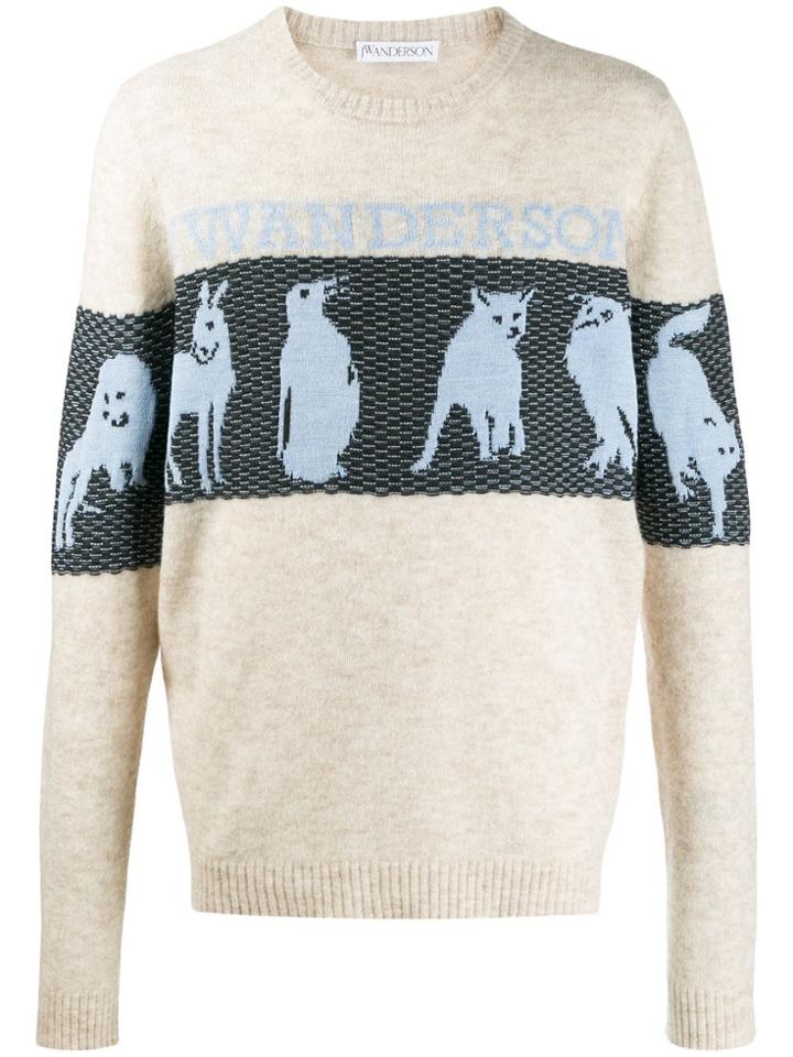 Jw Anderson Jacquard Animal Jumper - White