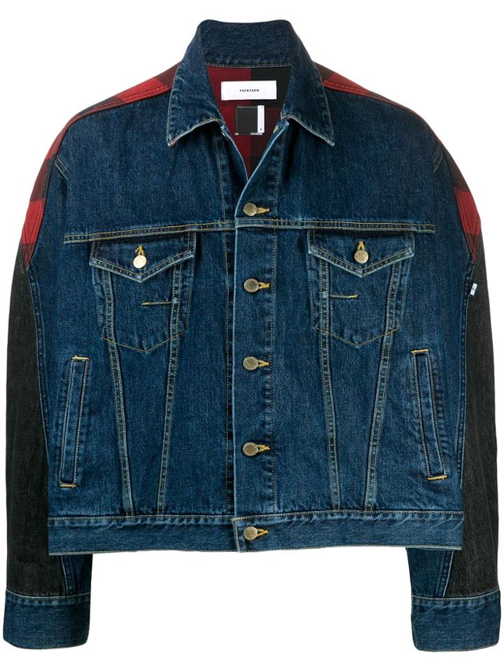 Facetasm Patchwork Denim Jacket - Blue