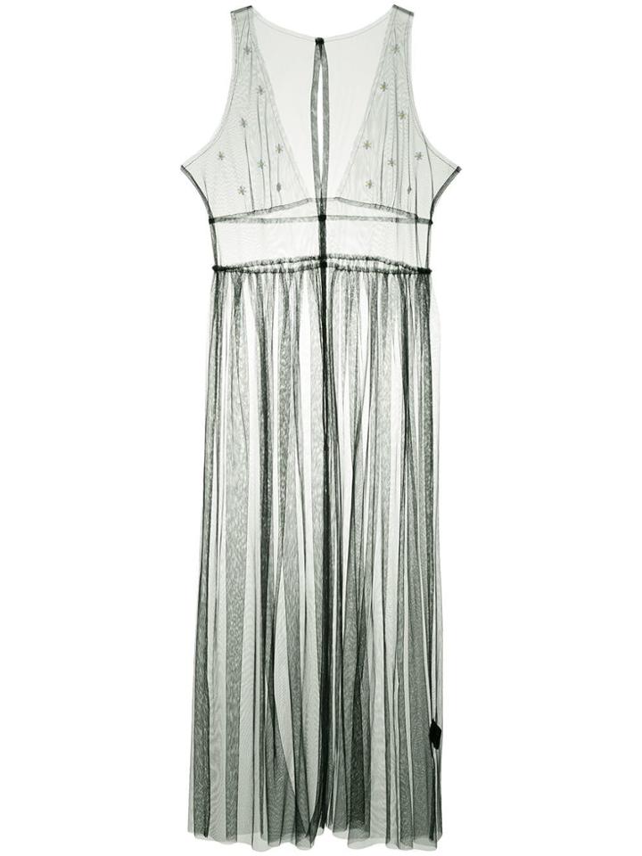 Tu Es Mon Trésor Flower Beads Sleeveless Dress - Black