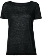 Majestic Filatures - Classic Crewneck T-shirt - Women - Linen/flax - 3, Black, Linen/flax