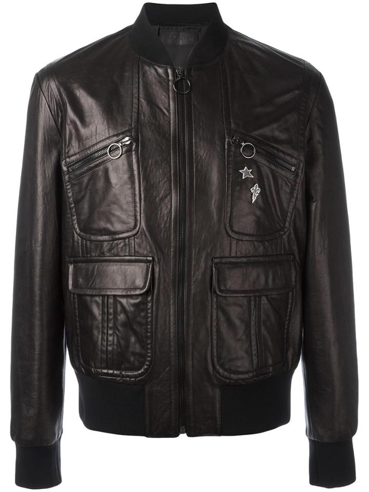 Neil Barrett Pins Leather Bomber Jacket - Black