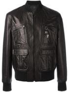 Neil Barrett Pins Leather Bomber Jacket - Black