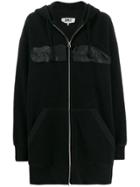 Mm6 Maison Margiela Inside-out Embroidered Logo Hooded Jacket - Black