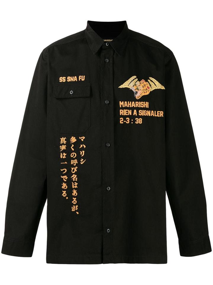Maharishi Tiger Embroidered Shirt - Black