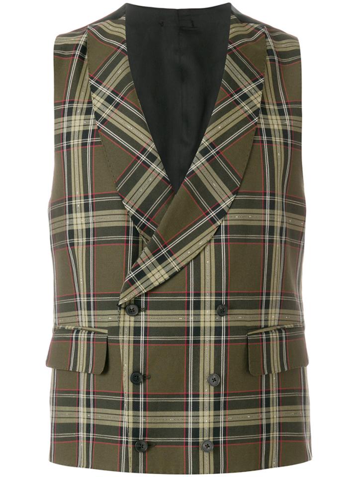 Gabriele Pasini Checked Waistcoat - Green