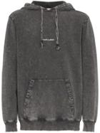 Saint Laurent Dressed Logo Print Hooded Sweater - Grey