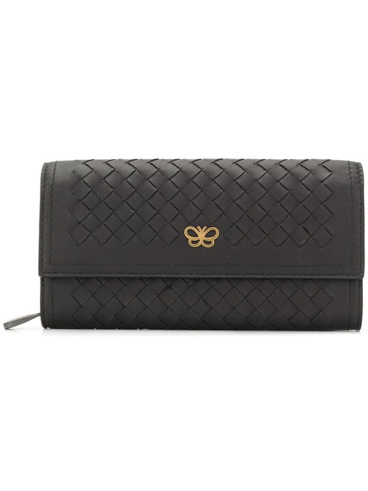 Bottega Veneta Logo Plaque Intrecciato Wallet - Black