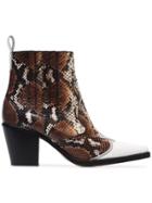 Ganni Caramel Lovina 70 Leather Ankle Boots - Brown