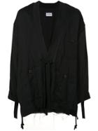 Song For The Mute Drawstring Draped Coat - Black
