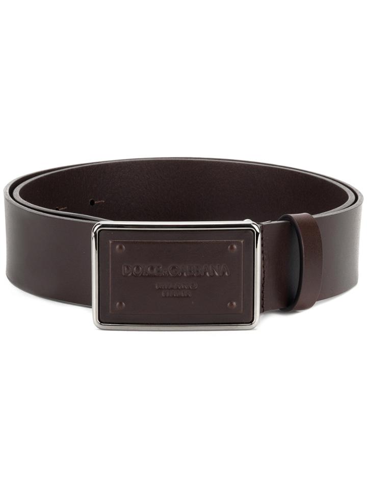 Dolce & Gabbana Logoed Badge Belt - Brown